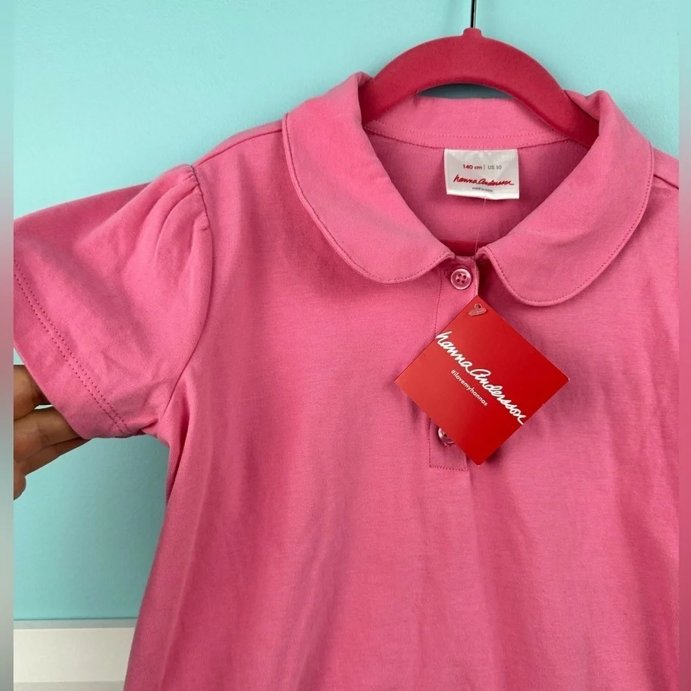 Hanna Peter Pan collar pink soft cotton shirt, size 10Y, NWT